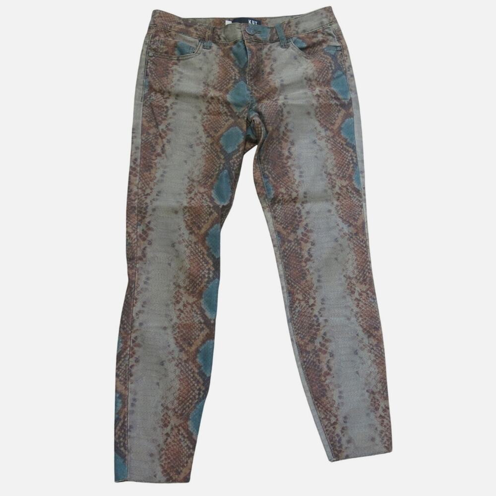Kut from the Kloth Donna Ankle Skinny Snakeskin Pants Size 2 Women Casual Edgy